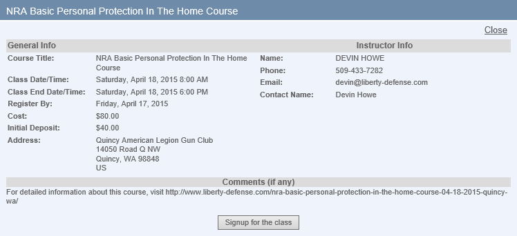 NRA Instructors Course Search - NRA Basic Personal Protection In The Home Course - Details And Signup - 2015