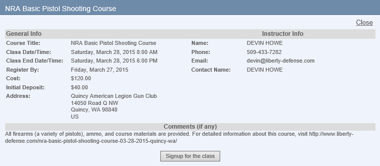 NRA Instructors Course Search - NRA Basic Pistol Shooting Course - Details And Signup - 2015
